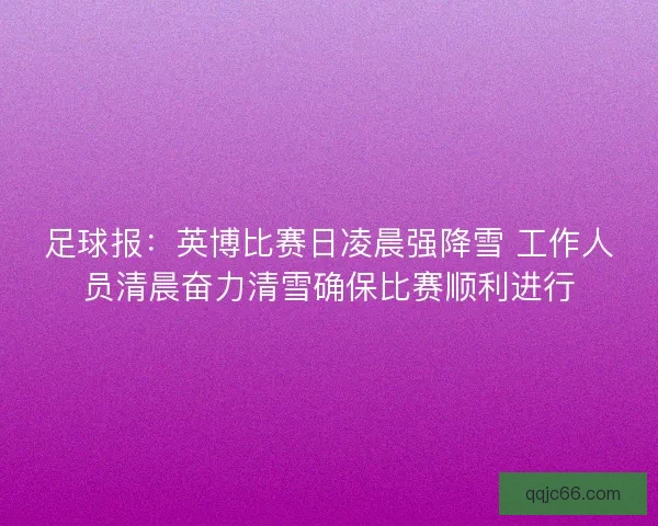 足球报：英博比赛日凌晨强降雪 工作人员清晨奋力清雪确保比赛顺利进行