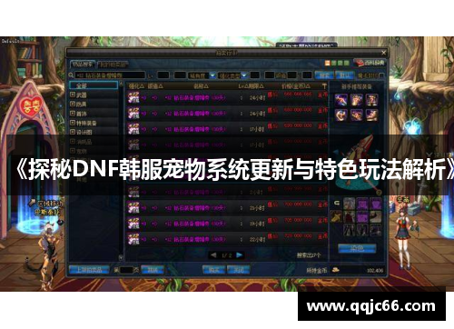 《探秘DNF韩服宠物系统更新与特色玩法解析》
