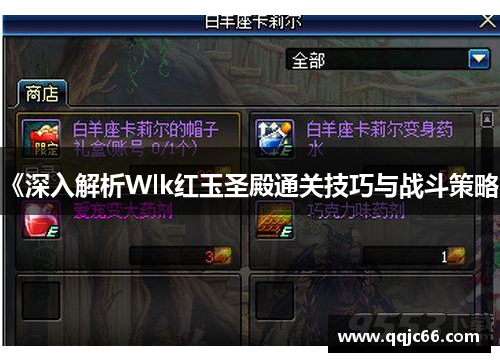 《深入解析Wlk红玉圣殿通关技巧与战斗策略》